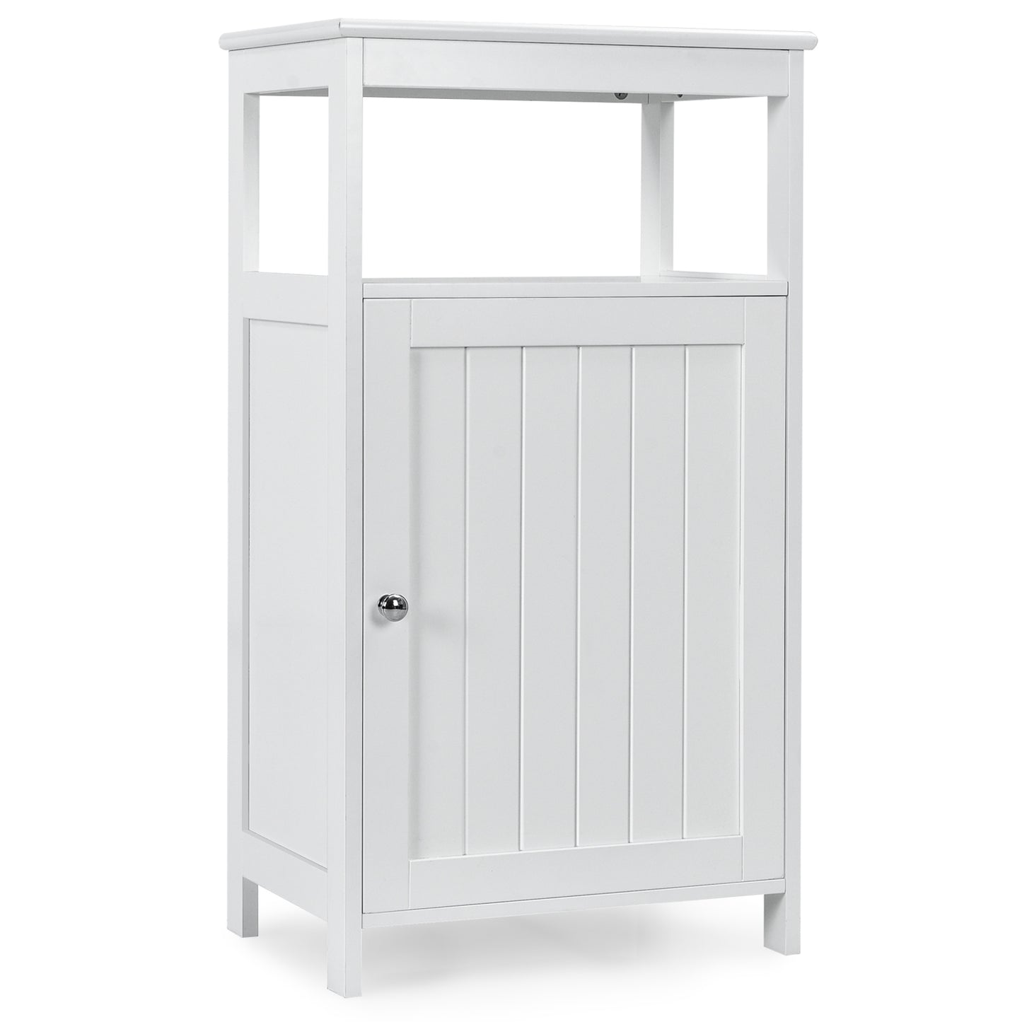 Bathroom Floor Cabinet with Single Door and Adjustable Shelf-White