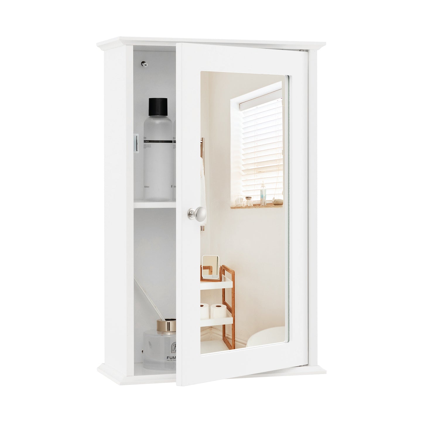 Bathroom Medicine Cabinet with Mirror and Adjustable Shelf-Grey