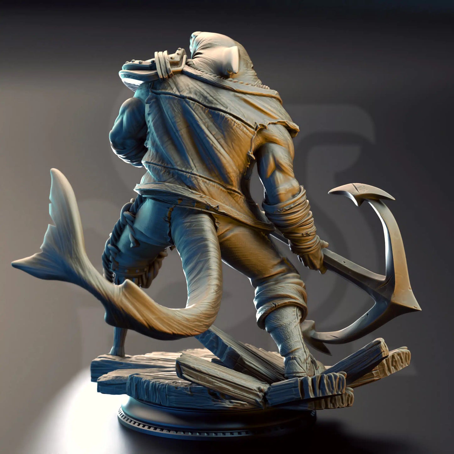 Baz “Smiley” Armstrong – Sharkman Enforcer - 3D Printed Barbarian Character Miniature