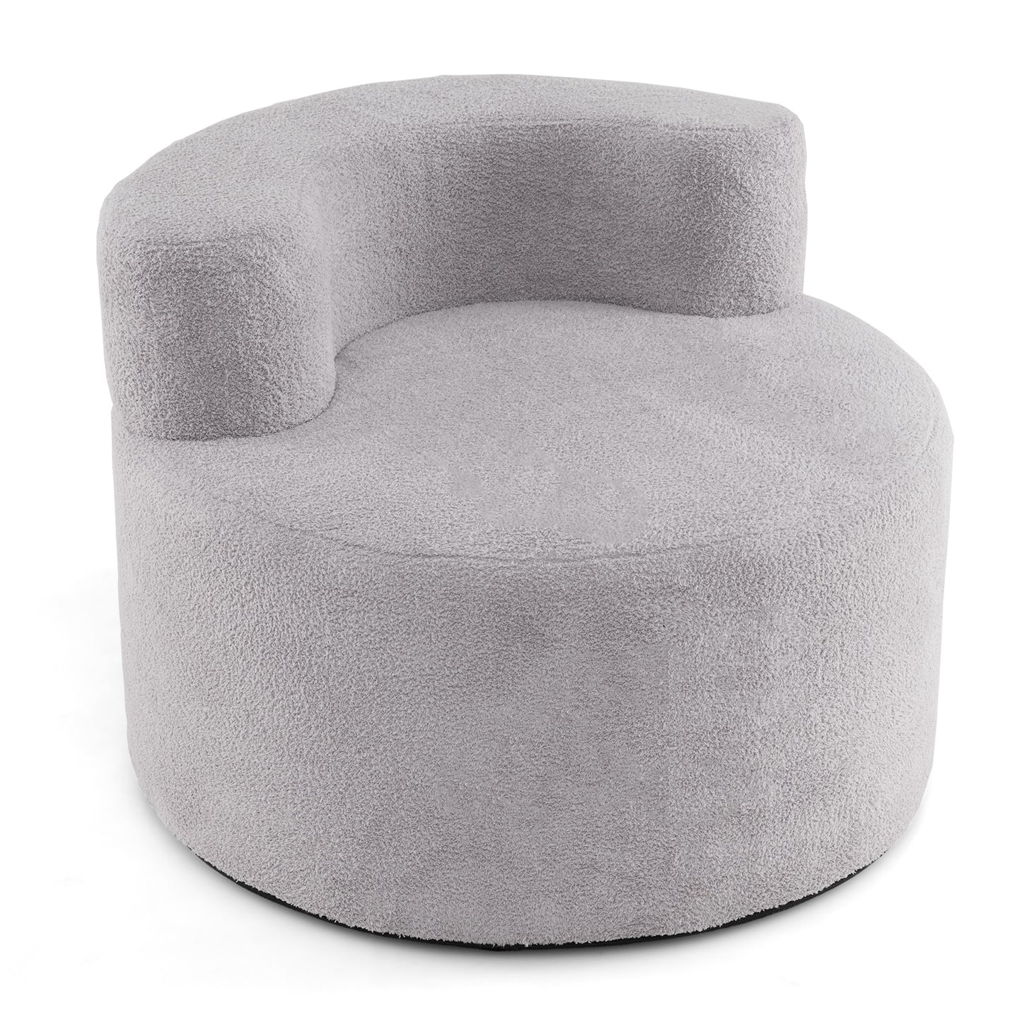Bean Bag Chair with Soft Teddy Fleece and Curved Backrest-White