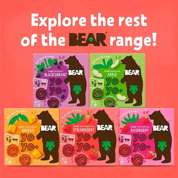 Bear Yoyos Real Fruit Refreshing Raspberry 5 x 20g (Case of 6)