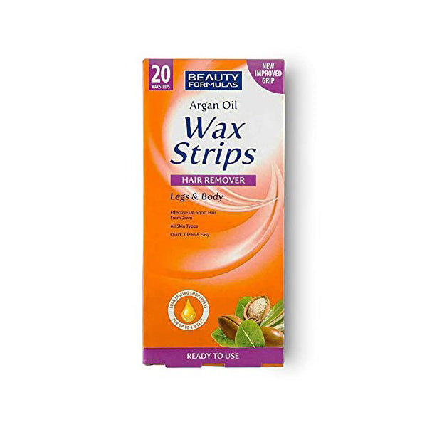 Beauty Formulas Argan Oil Wax Strips 20 Strips - For Smooth Body & Leg Hair Removal