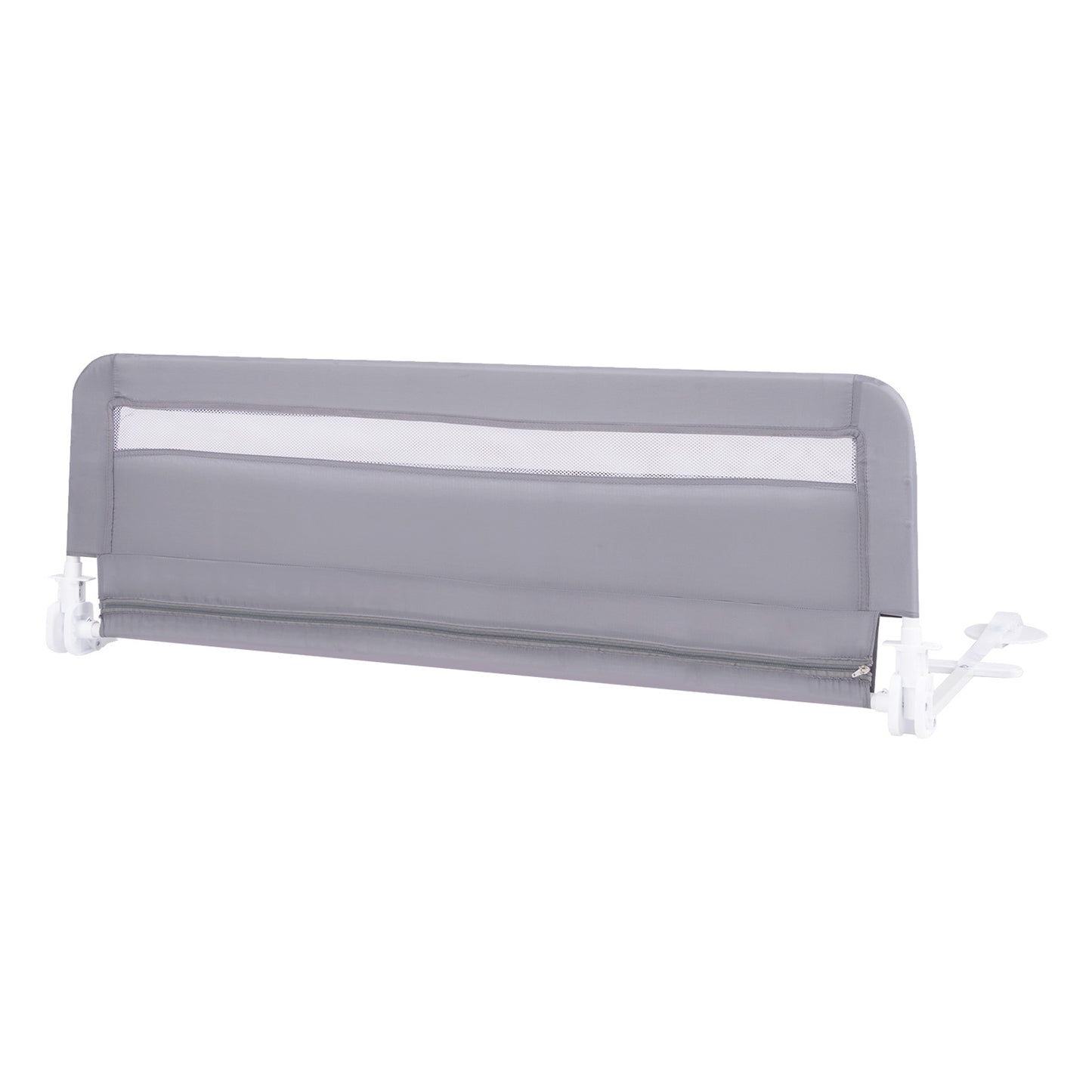 100 CM/120 CM Foldable Baby Bed Rail with Removable Washable Cover and Safety Strap-Grey-100 cm
