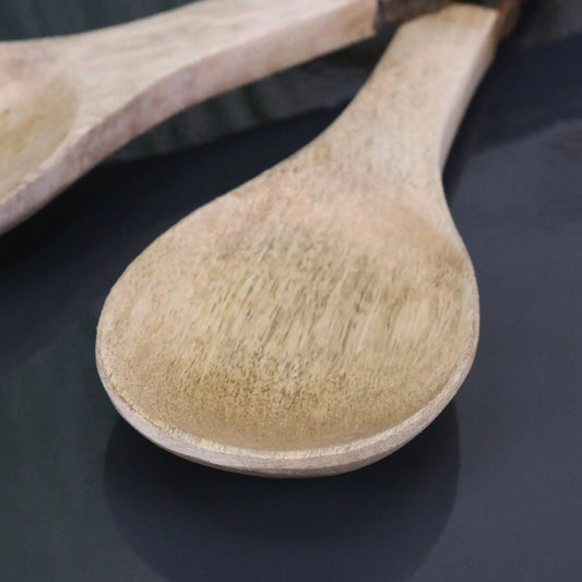 Bhimra Wooden Salad Servers Bark Handle