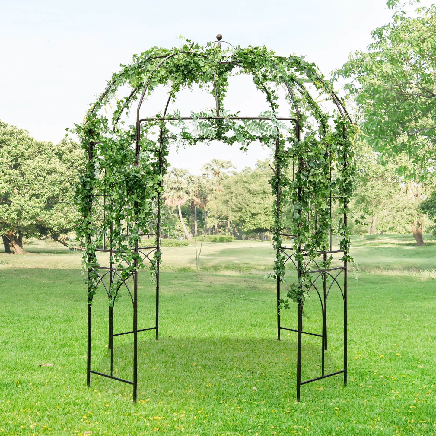 212CM Wide x 258CM High Birdcage Shape Garden Arbor for Climbing Plants-Bronze