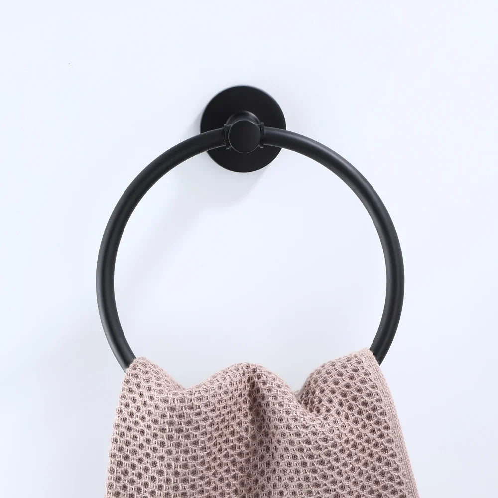 Black Bathroom Accessories Set Robe Hook Towel Rail Toilet Roll Holder Hardware
