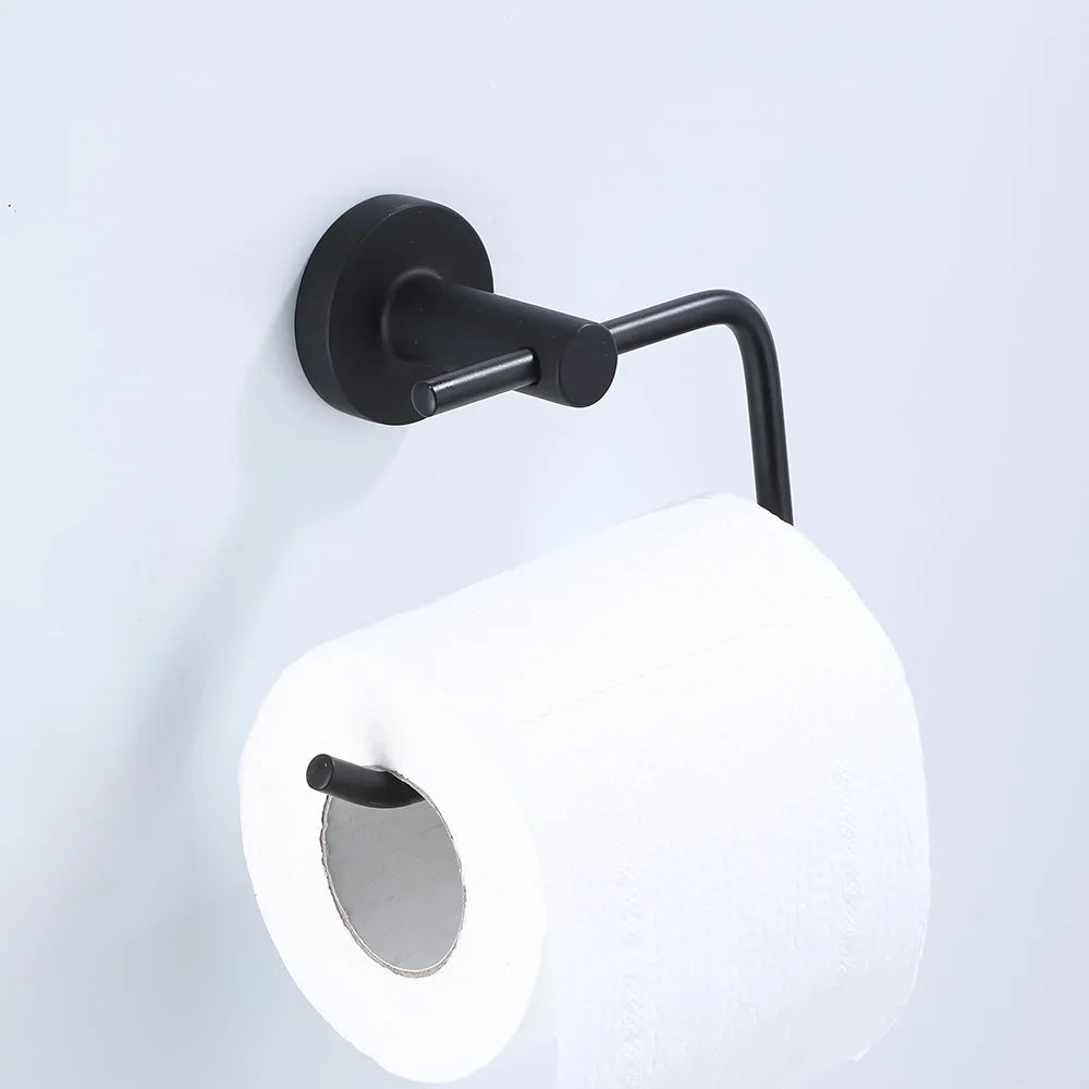 Black Bathroom Accessories Set Robe Hook Towel Rail Toilet Roll Holder Hardware