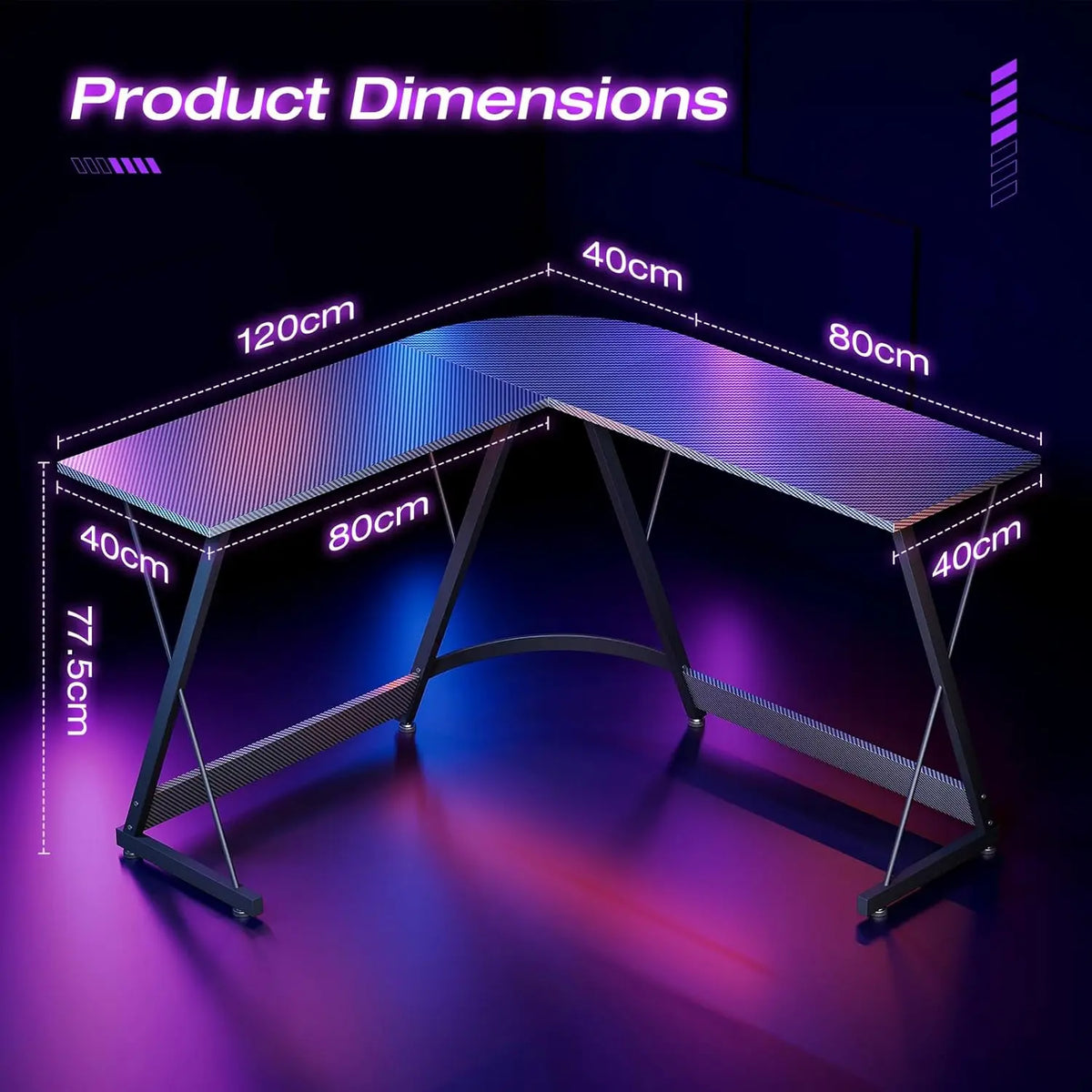 L-Shaped Gaming Desk Corner Carbon Fibre Black Computer Desks Office Furniture