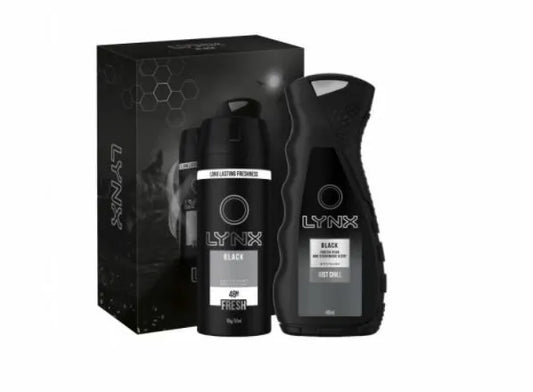 Lynx Black Body Spray & Body Wash | Dual-Action Freshness for Men | 375ml / 12.68oz