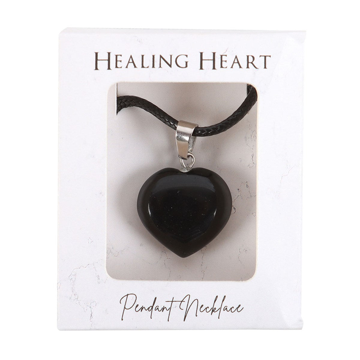 Gothic Gifts Black Obsidian Healing Crystal Heart Necklace