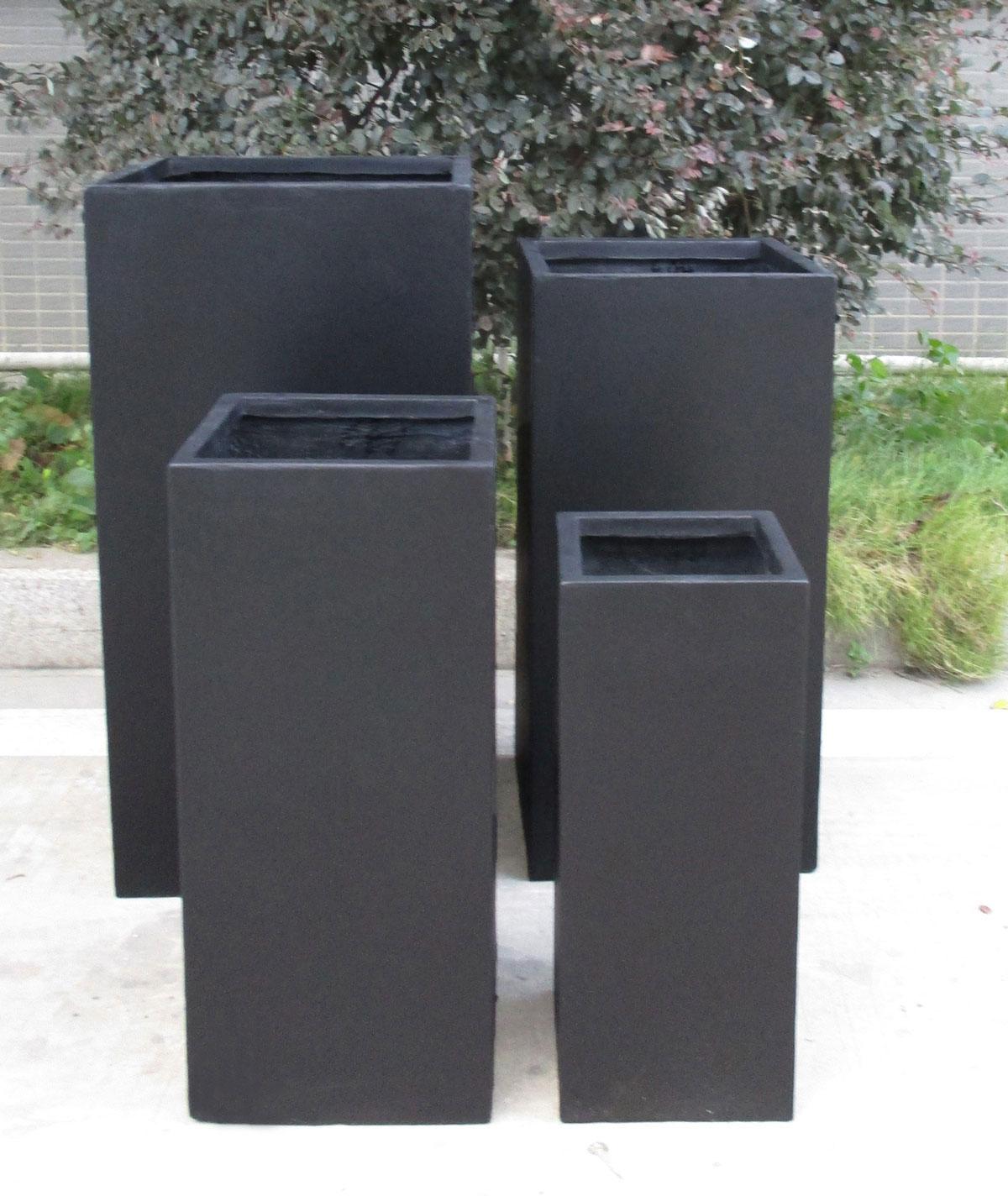 IDEALIST Lite Contemporary Light Concrete Garden Tall Square Planter, Outdoor Plant Pot H60 L27 W27 cm, 44L