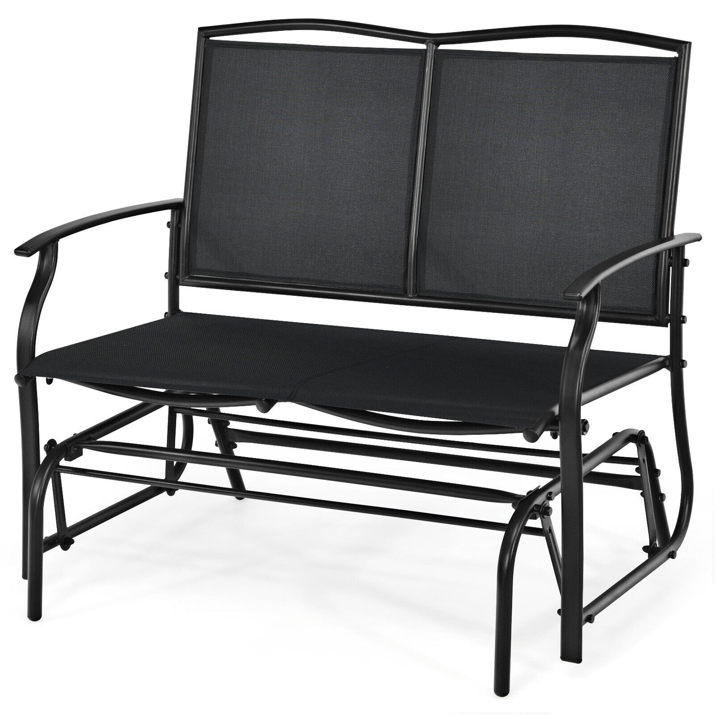 2-Person Patio Swing Glider Bench with Heavy-Duty Steel Frame-Coffee