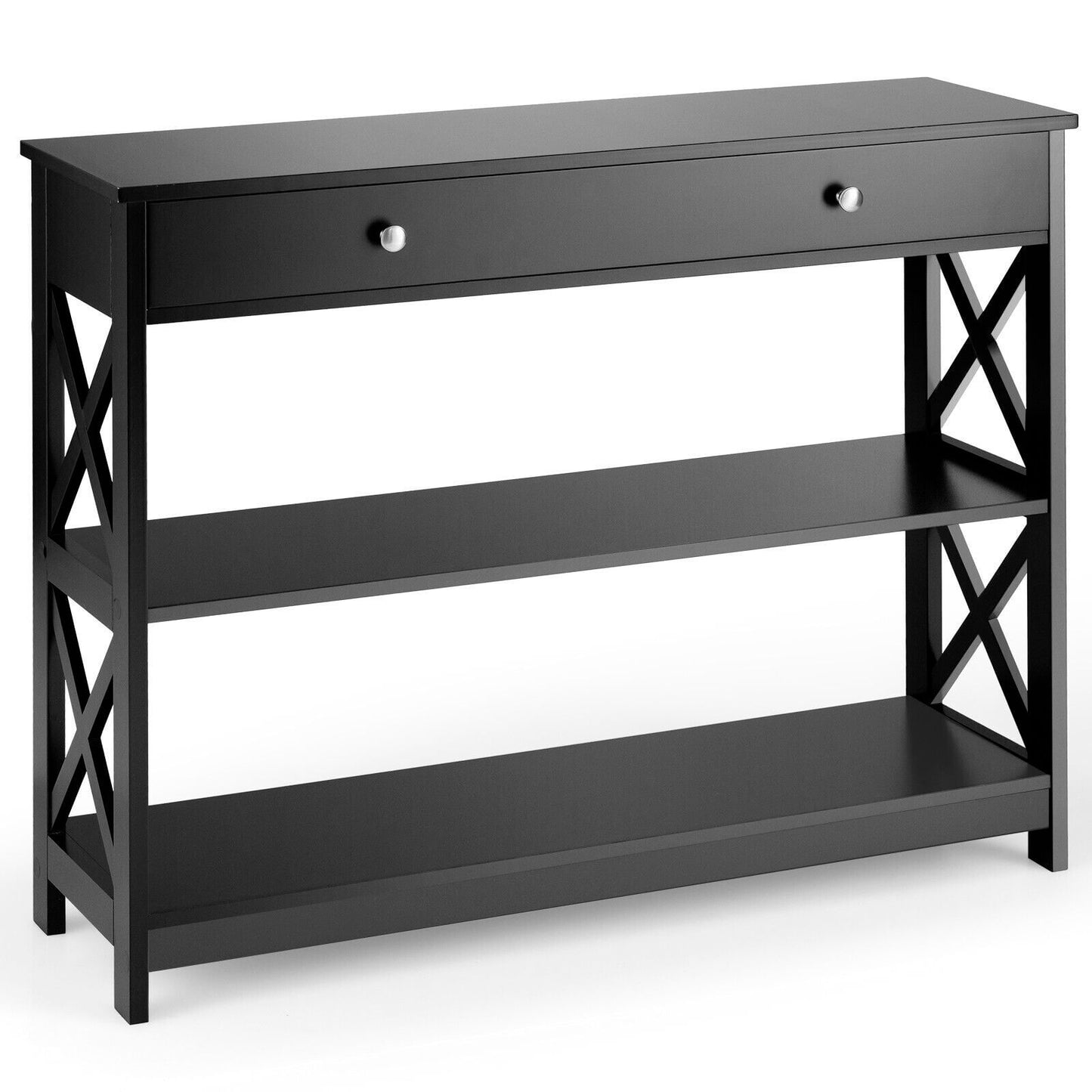 3-Tier Console Table with 1 Drawer and 2 Storage Shelves-Turquoise