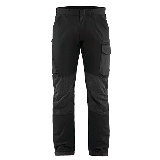 Blaklader 1422 4-Way Stretch Service Work Trousers Black/Dark Grey, 37" Waist Short Leg