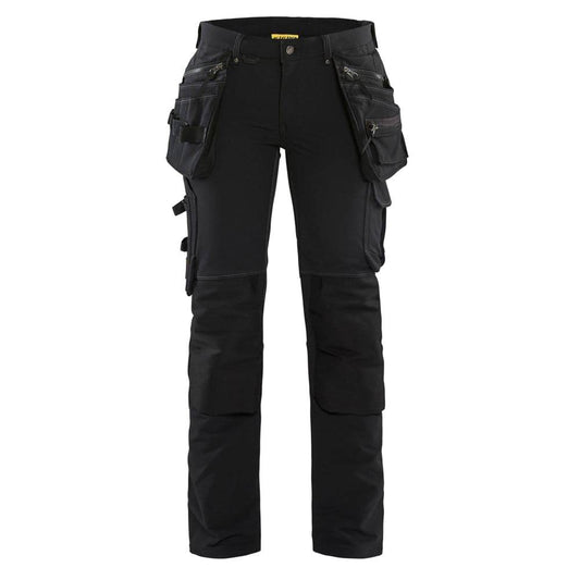 Blaklader 7198 Women's 4-Way Stretch Holster Pocket Work Trousers Black UK 12, Regular Leg