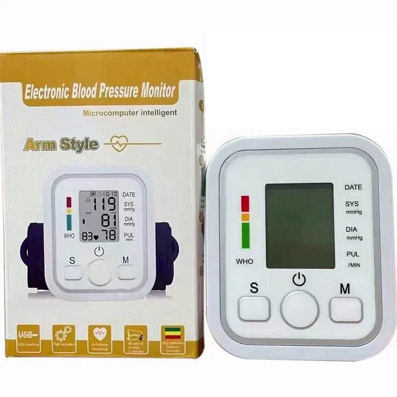 Blood Pressure Monitor - Accurate Electric Arm Digital Pulse Meter USB White