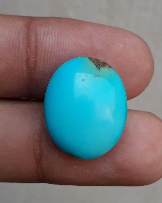 Natural Certified Turquoise - Blue Turquoise Feroza-14ct-19x16mm