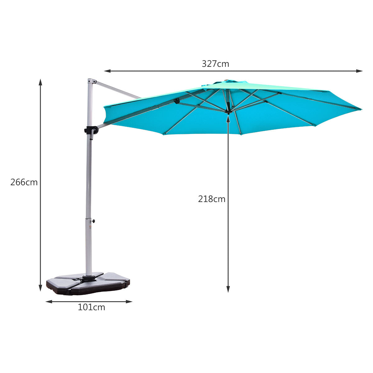 3.3m Patio Cantilever Umbrella with Tilting Adjustment and Cross base-Beige