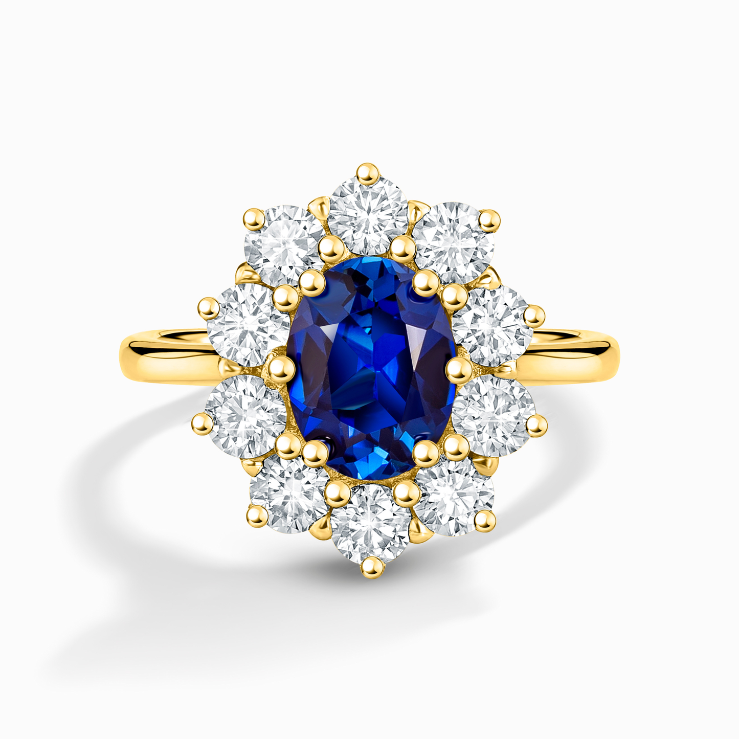 Blue Sapphire Halo Engagement Ring in 18k Gold Vermeil