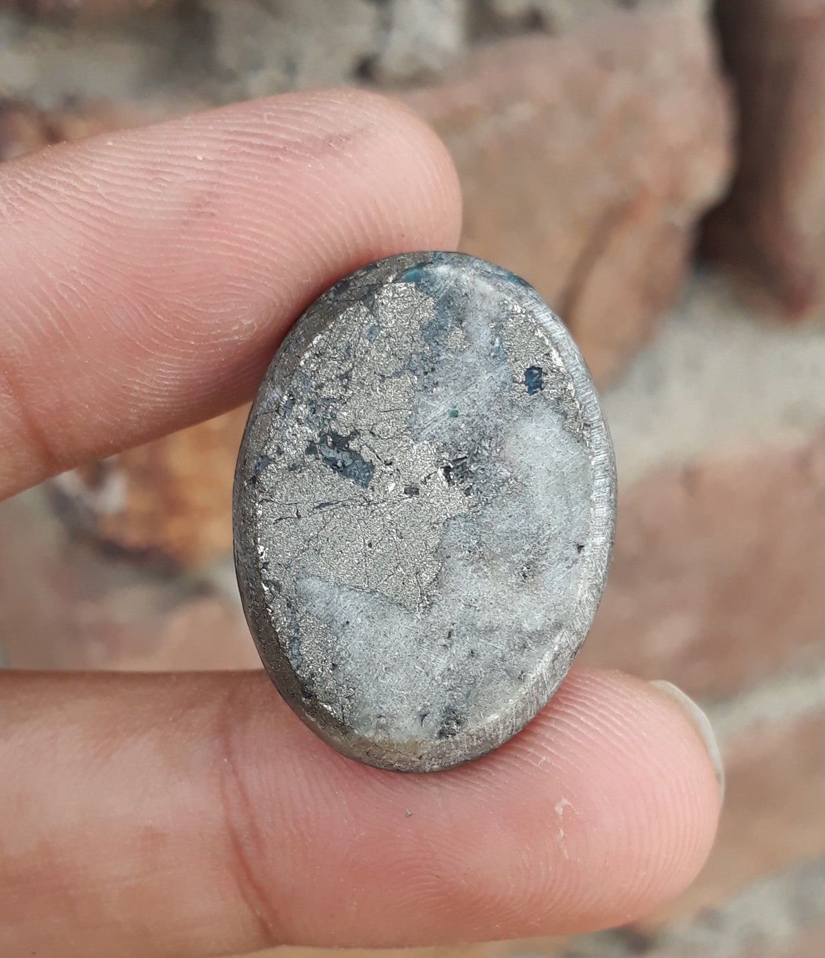 Natural Turquoise with Pyrite - Blue Matrix Turquoise - Shajri Feroza-43Ct