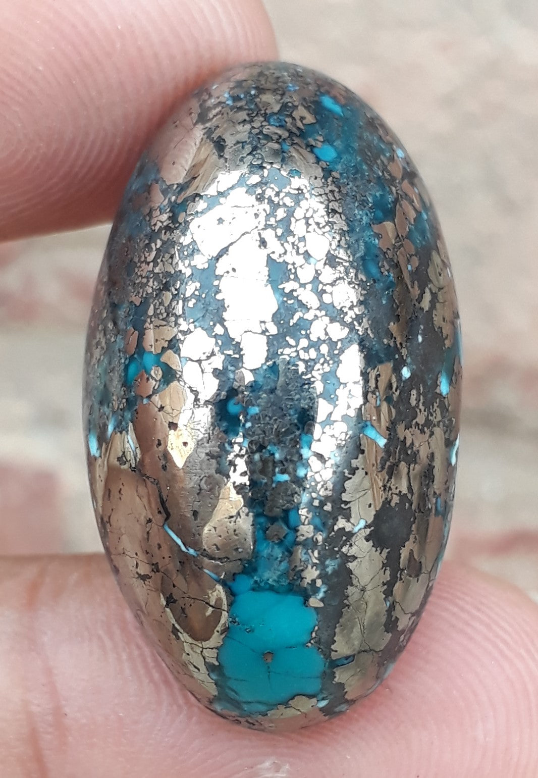 Natural Turquoise with Pyrite - Blue Matrix Turquoise - Shajri Feroza-75Ct