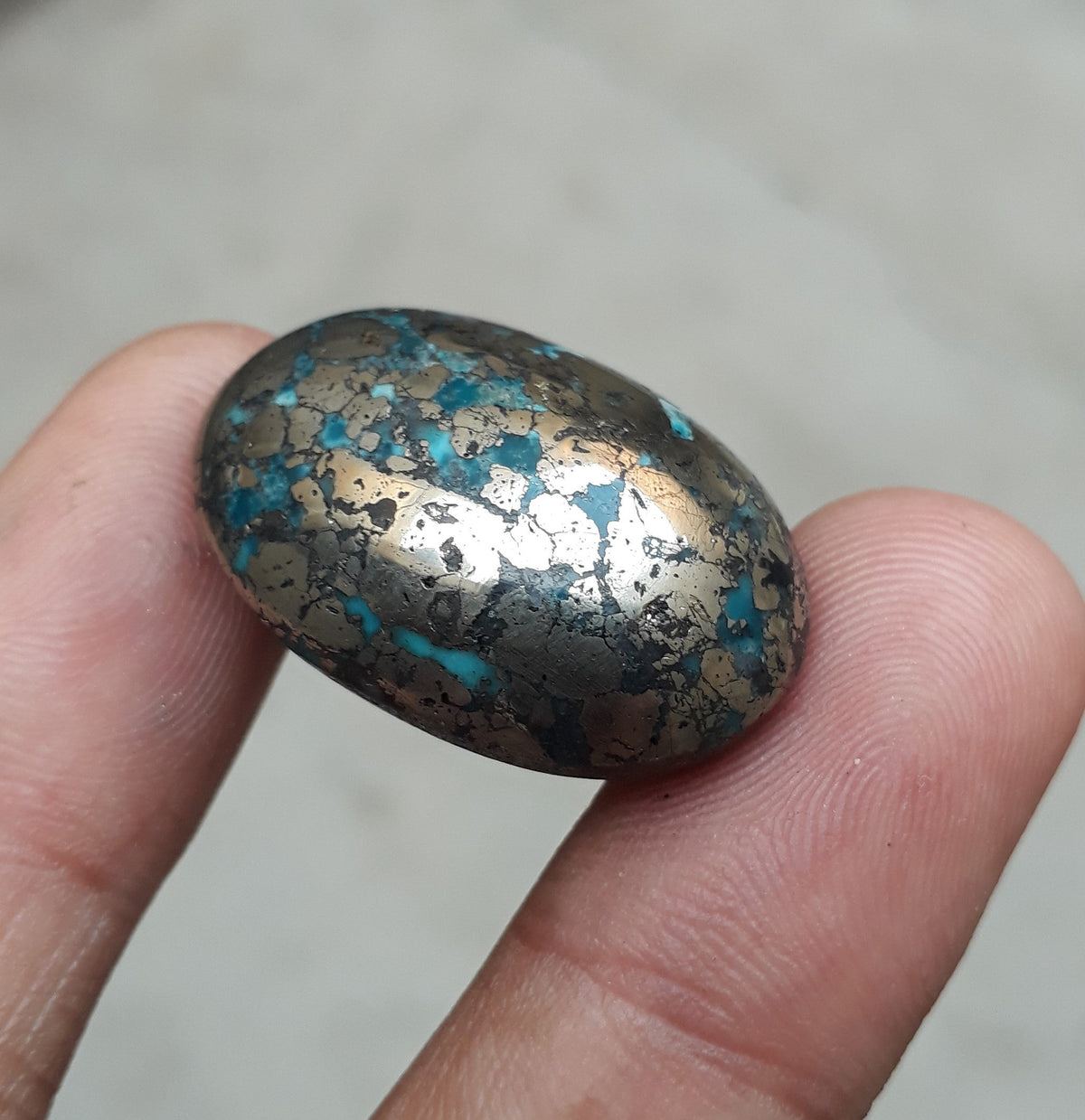Natural Turquoise with Pyrite - Blue Matrix Turquoise - Shajri Feroza-61Ct