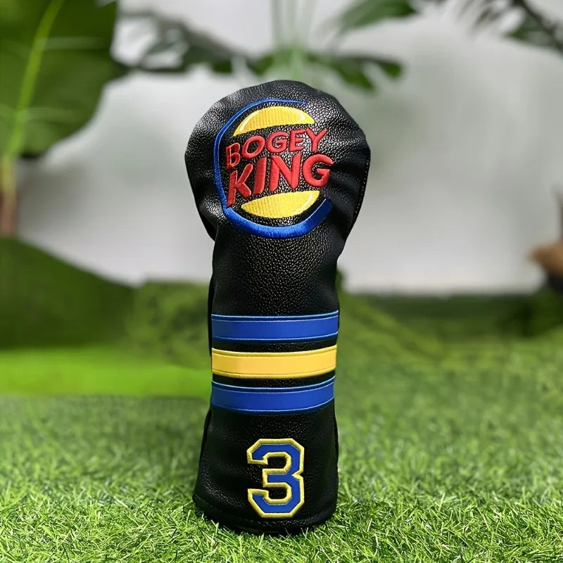 Bogey King Golf Club Headcovers PU Leather Driver Fairway Wood Hybrid Head Cover