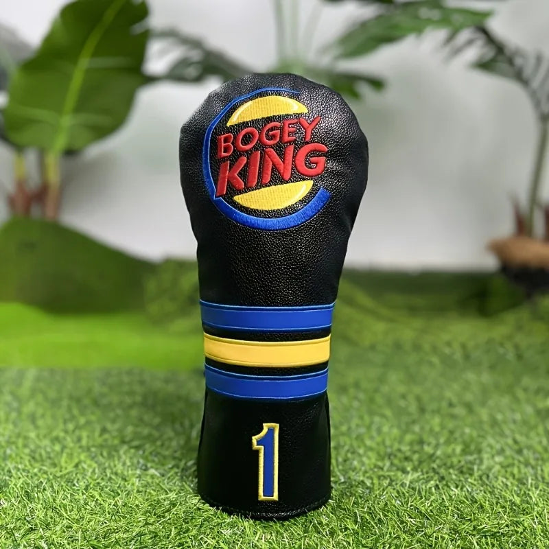 Bogey King Golf Club Headcovers PU Leather Driver Fairway Wood Hybrid Head Cover