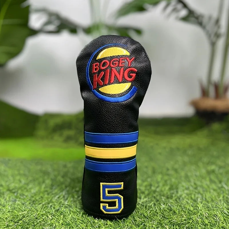Bogey King Golf Club Headcovers PU Leather Driver Fairway Wood Hybrid Head Cover