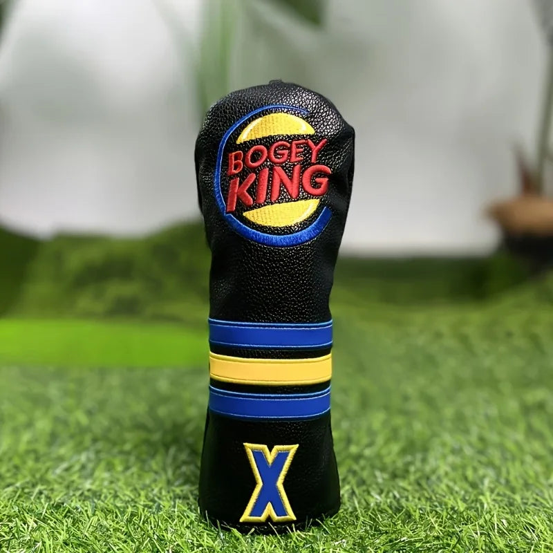 Bogey King Golf Club Headcovers PU Leather Driver Fairway Wood Hybrid Head Cover