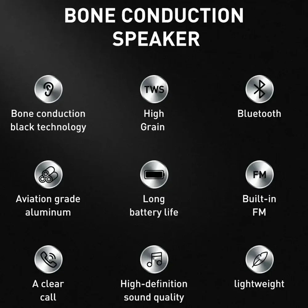 Bone Conduction Bluetooth Speaker - TWS Wireless Stereo Speaker with FM Radio, Portable & Hands-Free Sound System