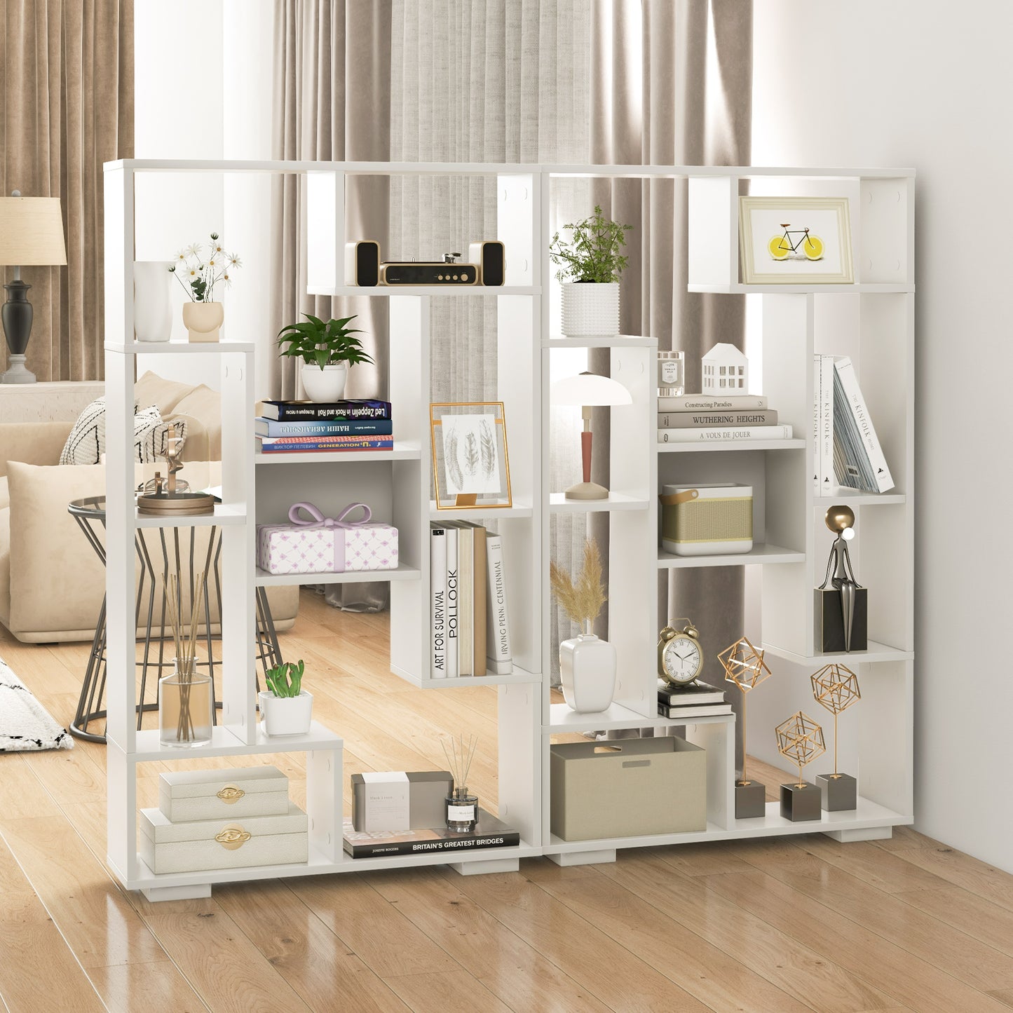 120cm Tall Bookshelf with Anti-tipping Kits for Home Office-White