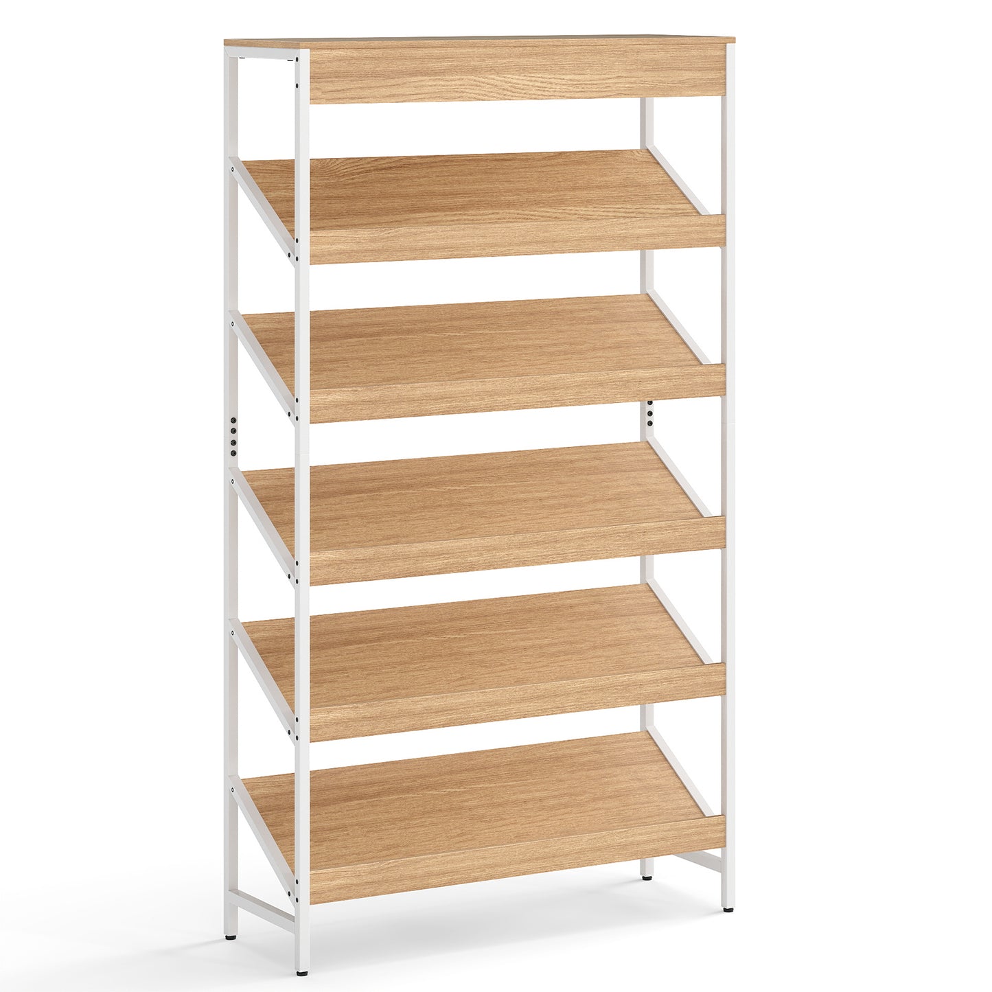 6 Tier Bookshelf with Heavy-Duty Metal Frame for Living Room-Rustic Brown