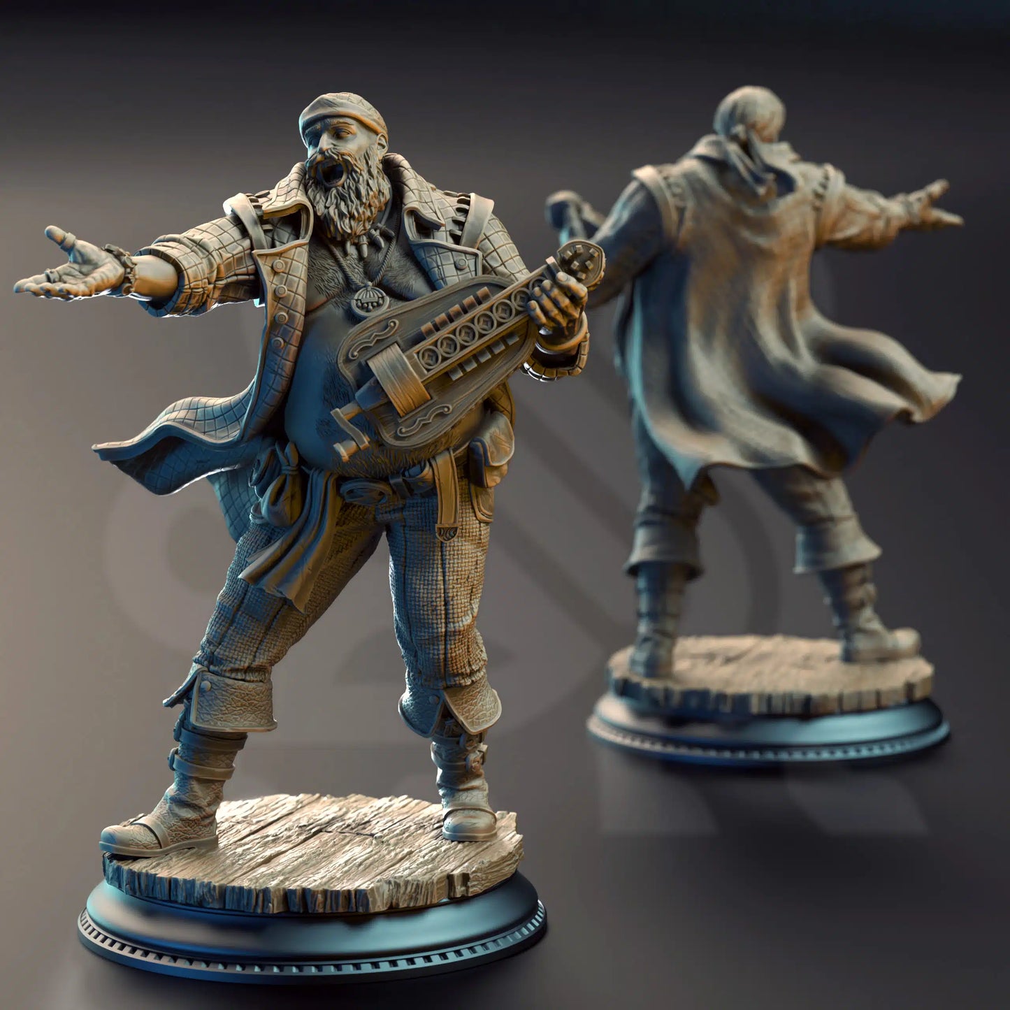 Bossman Bill – Master of the Hurdy-Gurdy - 3D Printed Bard Miniature