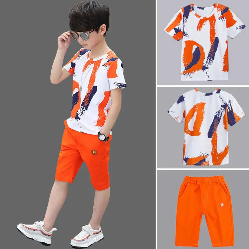 Boys Summer Clothing Set – Cotton Shirt & Shorts Suit for 4-14 Years