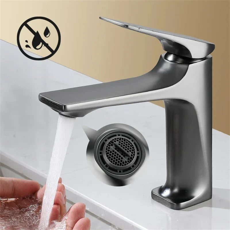 Brass Bathroom Basin Tap Single Handle Mixer Deck Mounted Hot Cold Faucet