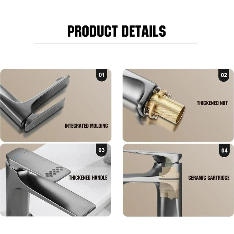 Brass Bathroom Basin Tap Single Handle Mixer Deck Mounted Hot Cold Faucet