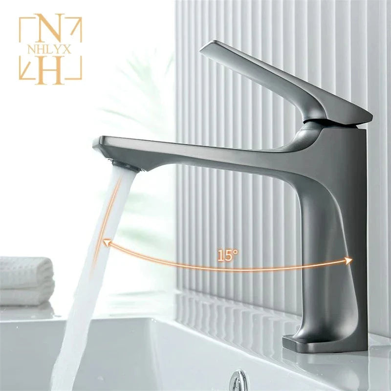 Brass Bathroom Basin Tap Single Handle Mixer Deck Mounted Hot Cold Faucet