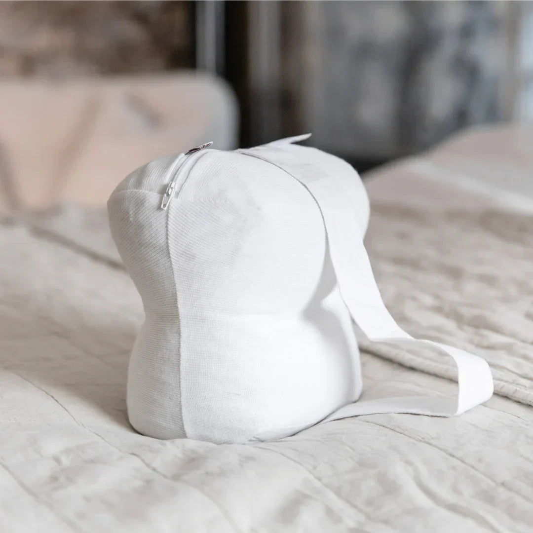 Natural Wool Knee Pillow with Strap – Side Sleeper Leg Support Cushion