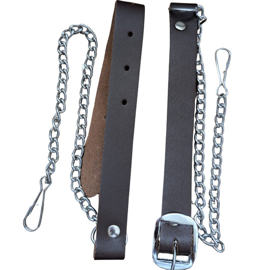 Brown Leather Scottish Kilt Sporran Chain Belt – Celtic Belt for Men’s Highland Dress Adjustable 26-44 Inch Waist