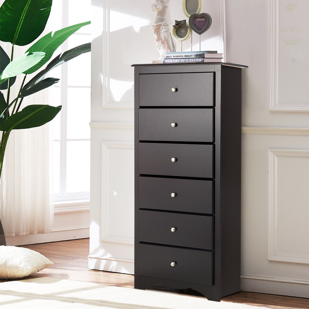6-Drawer Freestanding Dresser Cabinet-Black