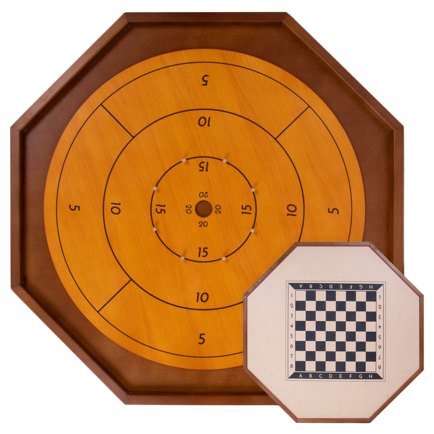 Brybelly Tournament Crokinole & Checkers | 30-Inch Wooden Board + 24 Discs | Two-Player Dexterity Game