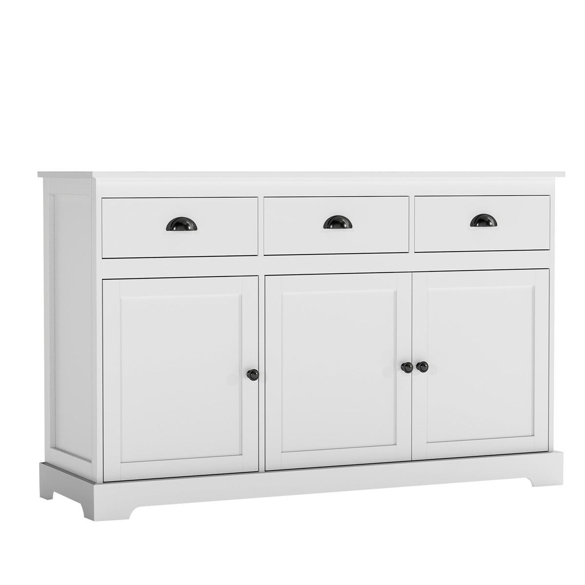 Modern Buffet Sideboard 136cm Storage Cabinet with 3 Drawers-Grey
