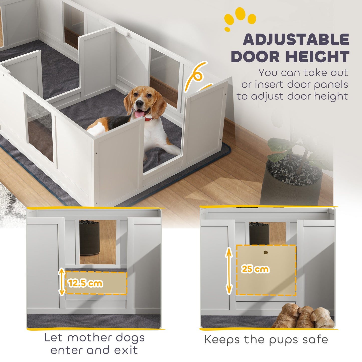 PawHut Whelping Box for Dogs with Whelping Pad, Two Room Design