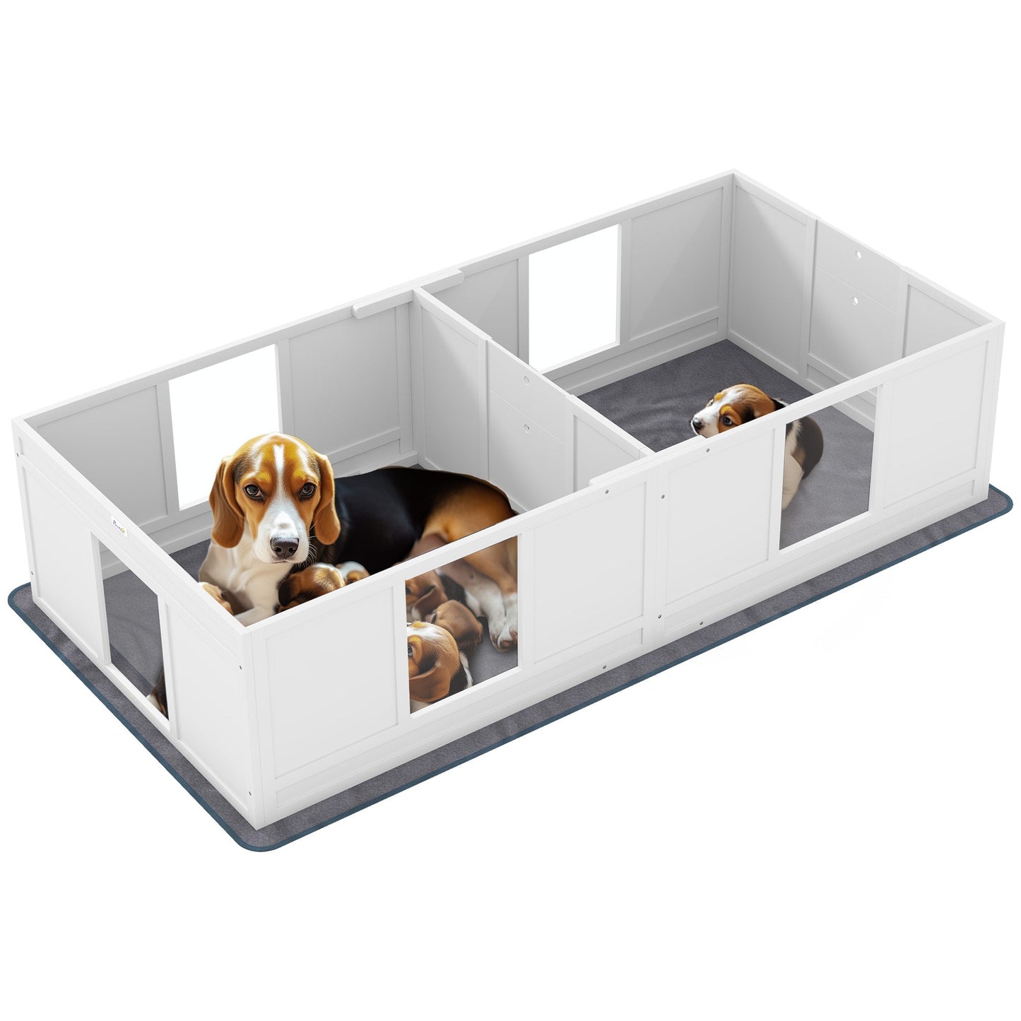 PawHut Whelping Box for Dogs with Whelping Pad, Two Room Design