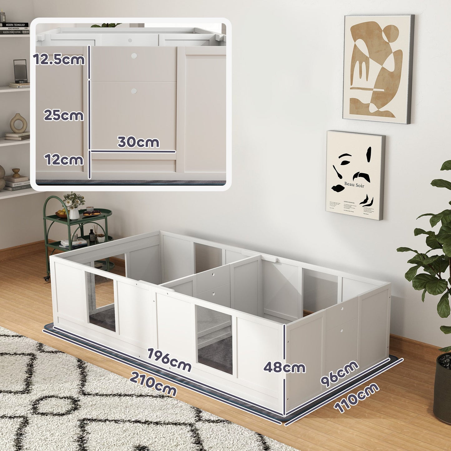 PawHut Whelping Box for Dogs with Whelping Pad, Two Room Design