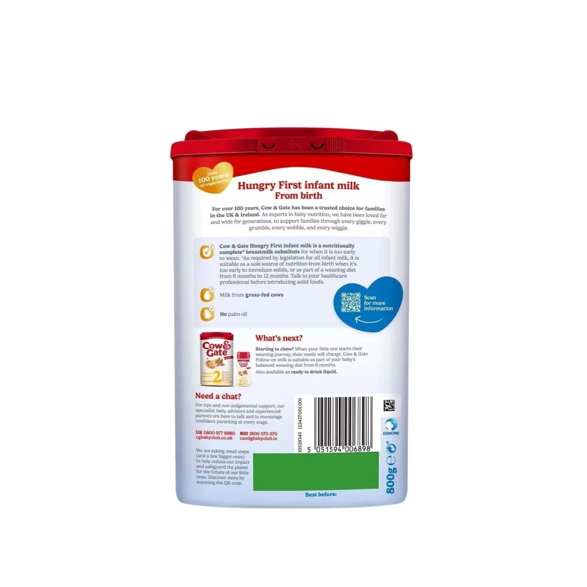 Cow & Gate 1 Hungry Baby Milk Formula 0-6 months 800g