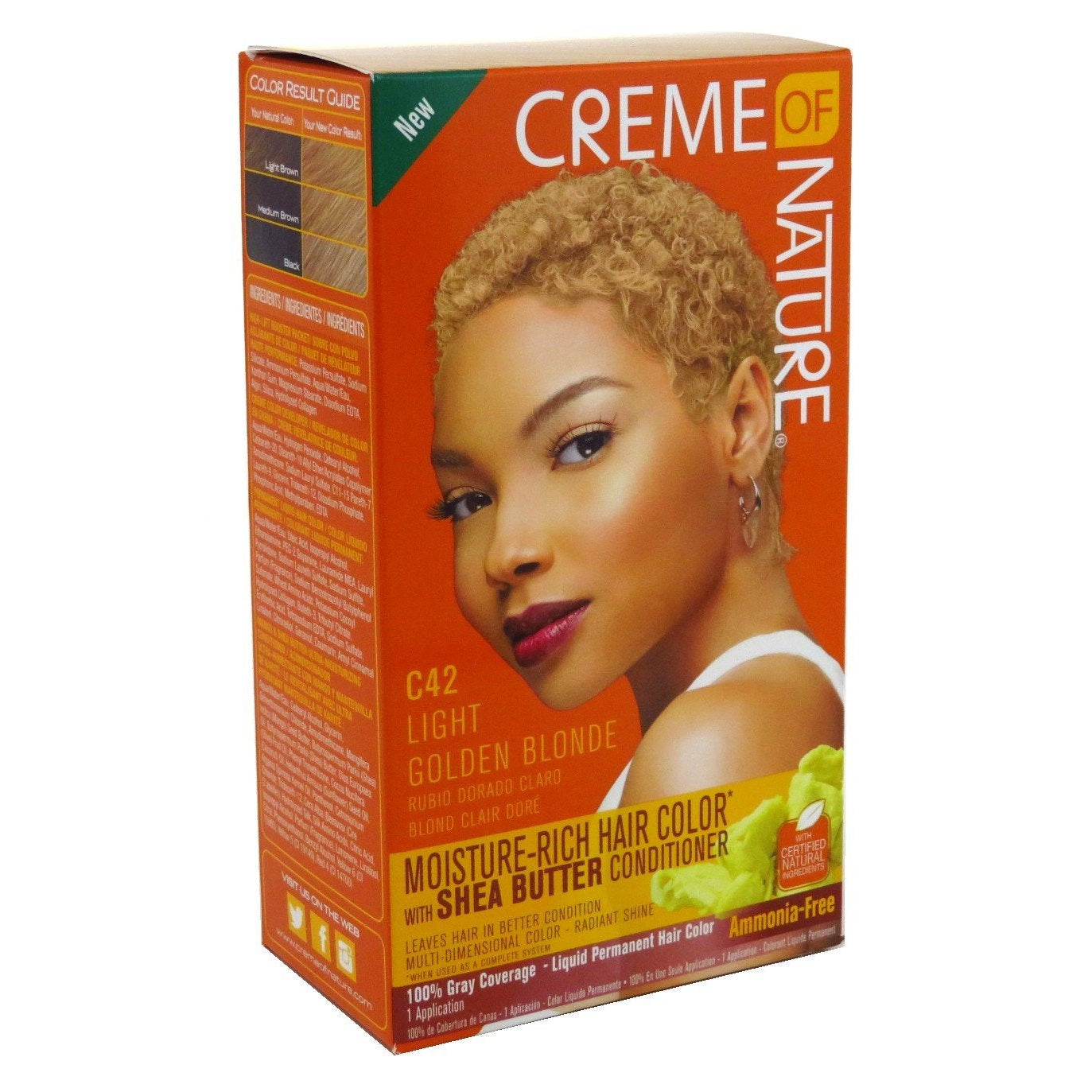 Creme of Nature Moisture Rich Hair Color Kit - For Long-Lasting, Radiant Permanent Colour & 100% Grey Coverage