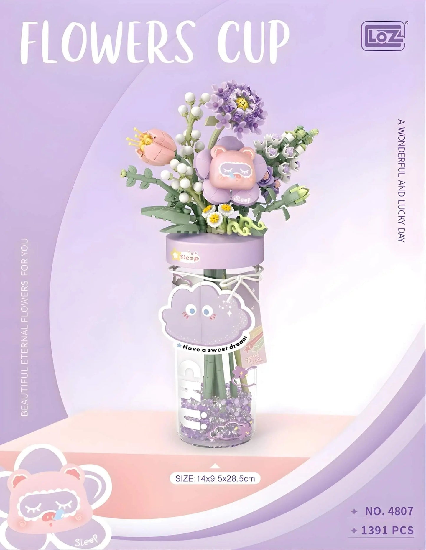 LOZ Tranquil Purple Flower Bouquet Cup 4807