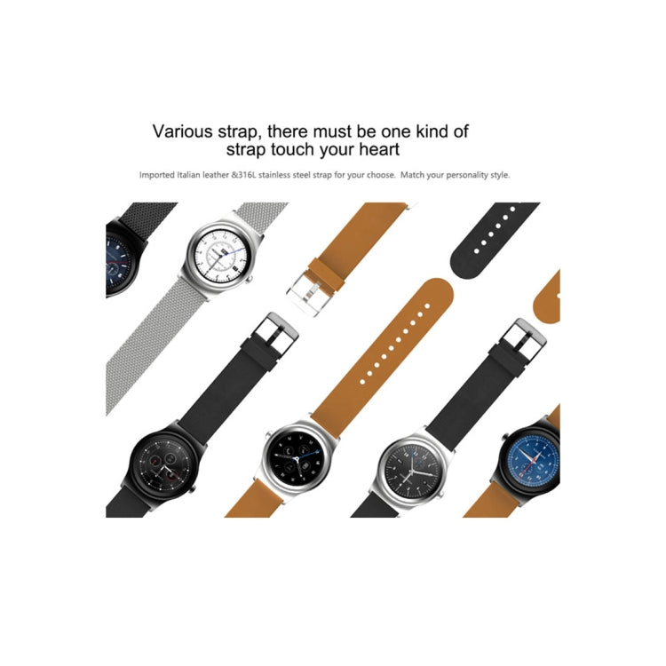 SMA-Round 1.28 inch Color Touch Screen Bluetooth Smart Watch, Waterproof, Support Voice Control / Heart Rate Monitor / Sleep Monitor / Bluetooth Camera, Compatible with Android and iOS System, SMA-Round/Silver Leather Strap, SMA-Round/Silver Steel Stra...
